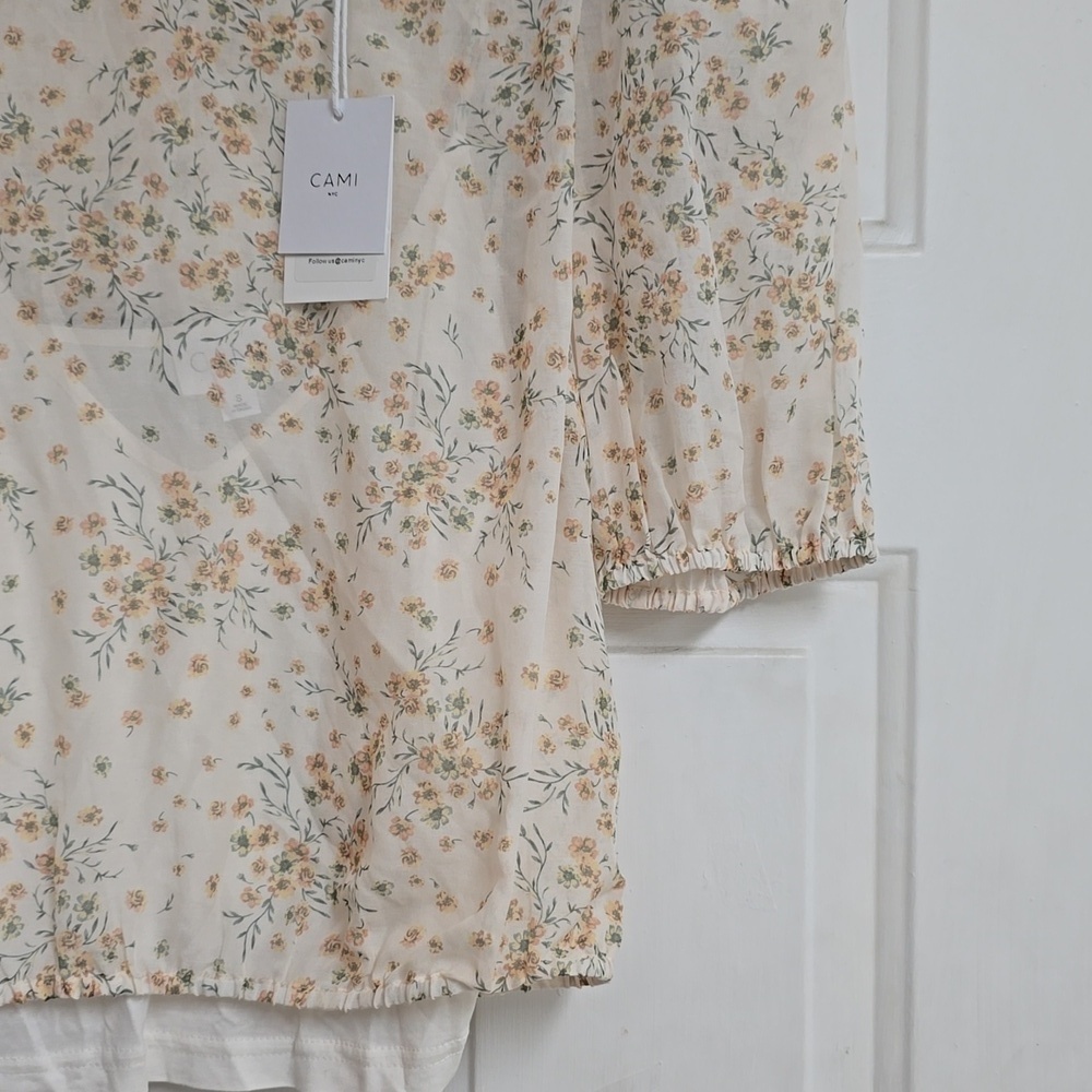 Cami NYC Rhela Cream Floral Puff Sleeve Blouse - Picture 5 of 10